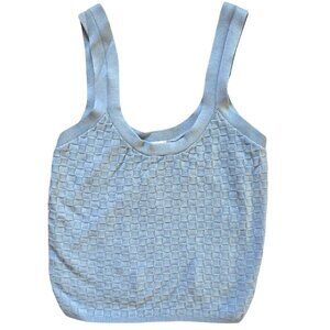 Abercrombie & Fitch Crop Top Blue Womens M Textured Knit Preppy Festival